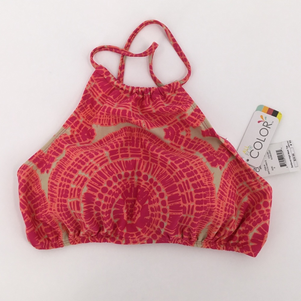 All for Color Sunburst High Neck Swim Bikini Top